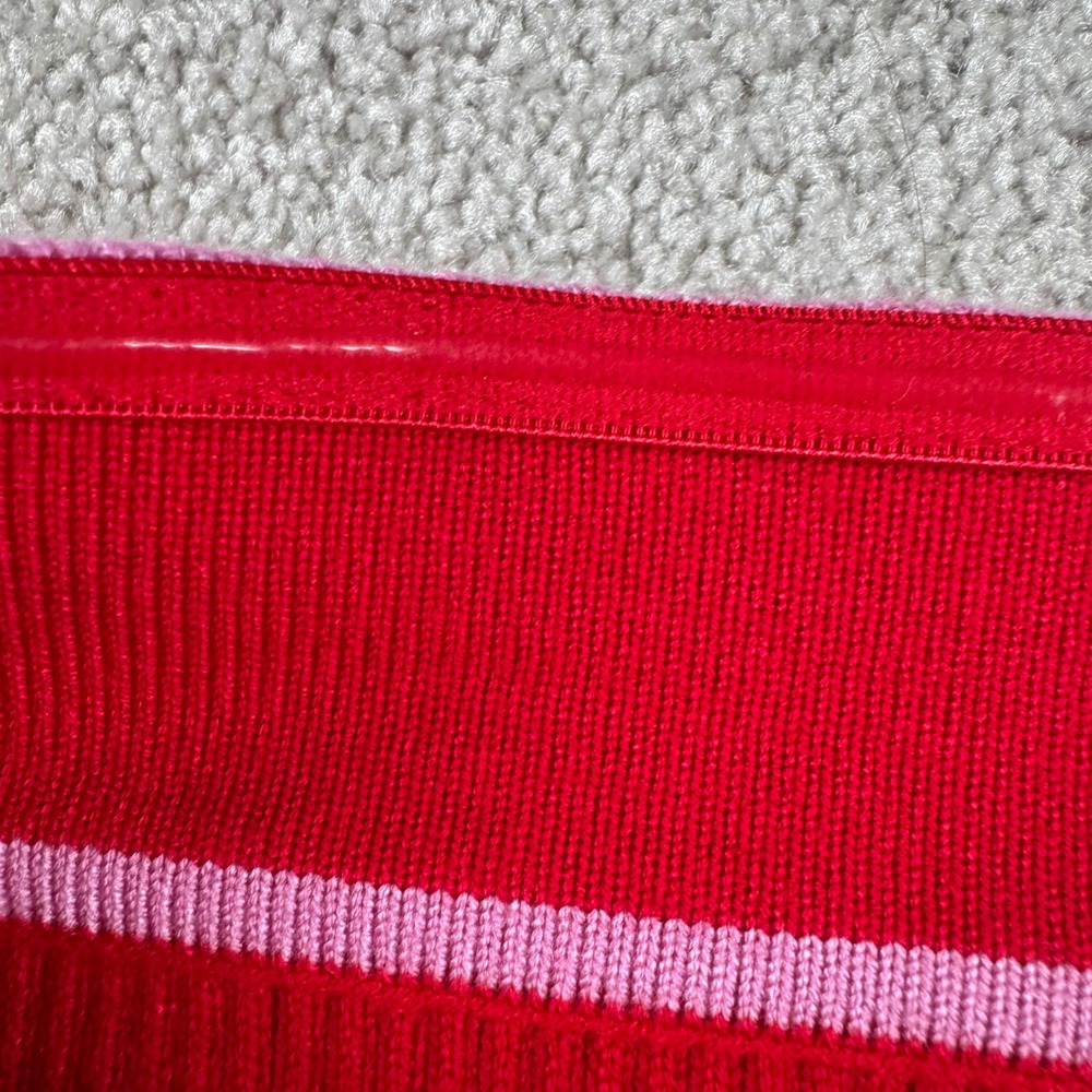 Rich & Famous Womens XL Red Pink Ribbed Knit Button Front Strapless Tube Top - Picture 6 of 6